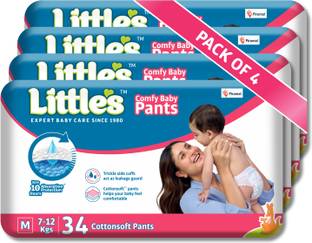 Little's Comfy Baby Pants, Standard, Medium, 34 Count With 10 Hours Absorption Protection - M