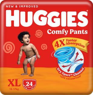 Huggies Comfy Baby Diaper Pants, Upto 50% Faster Absorption - XL