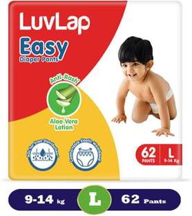LuvLap Easy Diaper Pants Large 62 for babies upto 9-14Kg 360° fit for better coverage - L