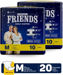 FRIENDS Overnight Adult Diaper Tape with odourlock and Anti-Bacterial Absorbent Core Adult Diapers - M