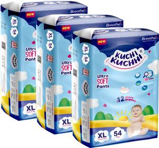 KUCHI KUCHHI Premium super soft baby diaper with a 3D bubble top (Pack of 3) - XL