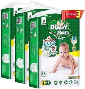 bummy pants Small S Size Premium Soft Diaper pants for Baby 4 to 8 kgs (126 Pack Offer) - S - S