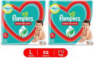 Pampers Large size baby diapers 26+26=52 peace, Lotion with Aloe Vera pack of (26+26=52) - L