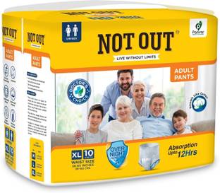NOT OUT Adult Diaper Pants, Extra Large,Waist 96-165cm,Unisex,pack of 1 (10 count) Adult Diapers - XL