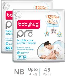babyhug Pro Bubble Care Premium Pant *Style* Diapers New Born - 24 Pieces - (Pack of 2) - New Born