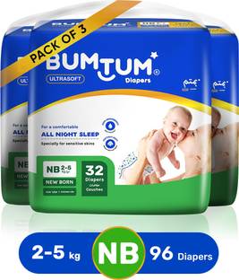 BUMTUM Super Soft Open Tape Baby Diaper Pants with Leakage Protection - New Born