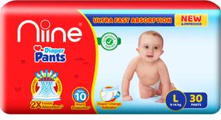 niine Cottony Soft Baby Diaper Pants with Change Indicator for Overnight Protection -L - L