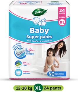 Dabur Baby Super Pants | Infused with Shea Butter & Vitamin E | Insta-Absorb Technology - XL