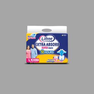 LIFREE Adult Diapers L Size | Unisex Tape Style, Overnight Dryness, Leak Protection Adult Diapers - L