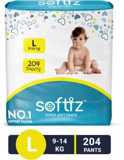 softiz Large baby diapers pack of 204 - L