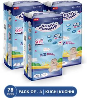 KUCHI KUCHHI Premium super soft baby diaper with a 3D bubble top (Pack of 3) - XL
