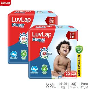 LuvLap Diaper Pants Style Bogo Diaper, XXL, for babies upto 15-25Kg, Aloe Vera - XXL