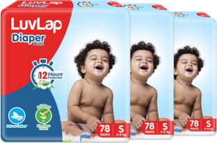 LuvLap Diaper Pants Small (SM) 4 to 8Kg, Super Jumbo Pack (78 Count x 3 = 234 Count), Baby Diaper Pants, with Aloe Vera Lotion for rash protection, with upto 12 Hour protection - S