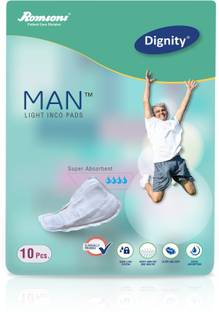 DIGNITY Man Light Incontinence Pads for Leakage Protection, Light Absorption Male Incontinence Pads, 10 Pads/Pack (Pack of 1) 10 Pads Adult Diapers - M - L