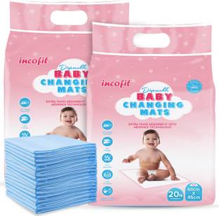 Paramount Incofit Disposable Baby Changing Mats-(60CM X45CM), PACK OF 40, Extra Fluid Absorbent - S