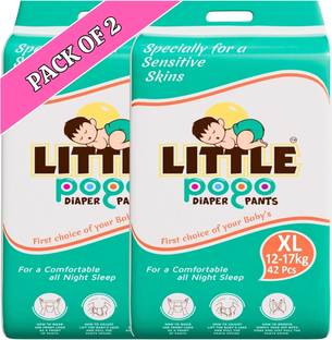 LITTLE POGO Baby Diaper, Weight 12-17 Kg, Cotton Cloth, 84 Count, Essentials Diapers - XL
