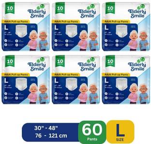 Elderly Smile Super Absorbent Premium Pull Up Pants | Waist Size (30"-48") | Pack of 6 Adult Diapers - L