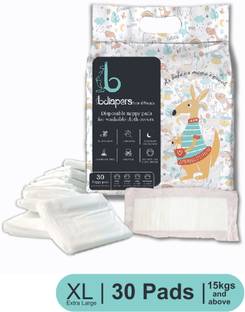 Bdiapers Baby Chemical-Free Bamboo Disposable Nappy Pad Inserts/XL 2-3Y/+15kg(Pack of 30) - XL