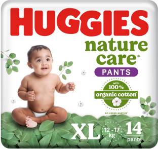 Sponsored Huggies Nature Care Premium Baby Diaper Pants Made with 100% Organic Cotton , (12-17 Kg) - XL 4.5750 Ratings & 26 Reviews 18+ Months Type: Elastic Waistband Size: XL Compatible Baby Weight: 12 kg - 17 kg ₹315 ₹399 21% off