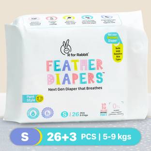 R for Rabbit Small S Size Premium Feather Diaper for Baby 5 to 9 kgs (29 Pack Offer) - S