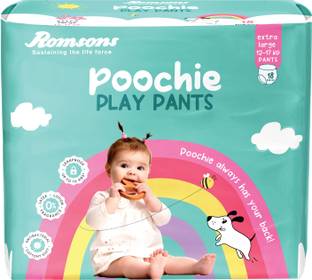 Romsons Poochie Play Baby Diaper Pants| 12-17 Kg | Wetness Indicator | Cottony Soft - XL