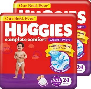 Huggies Complete Comfort Wonder Pant, India's Fastest Absorbing Diaper (24 X 2) - XXL