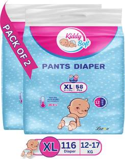 KiddySoft Baby Diaper Pants | Super Absorbent- Crisscross Top Layer | 12-17 KG | Pack of 2 - XL