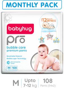 babyhug Pro Bubble Care Pant Style Diapers Medium - 54 Pieces - (Pack of 2) - M