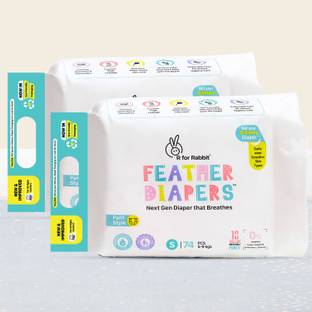 R for Rabbit Feather Baby Diaper pants S size - Combo of 74 count Per Pack - S