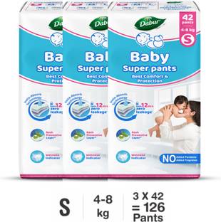 Dabur Baby Super Pants | Diaper Infused with Aloe Vera, Shea Butter & Vitamin E | Insta-Absorb Technology - S