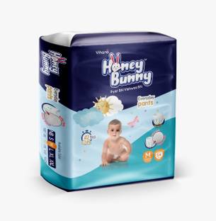 HONEY BUNNY Baby Diaper Pants with bubble top sheet| Extra Soft | 12 Hour protection - M