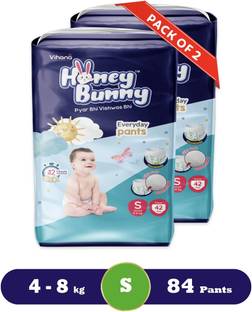 HONEY BUNNY Baby Diaper Pants with bubble top sheet| Extra Soft | 12 Hour protection - S
