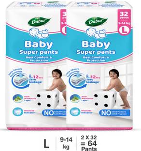 Dabur Baby Super Pants | Diaper Infused with Aloe Vera, Shea Butter & Vitamin E | Insta-Absorb Technology - L