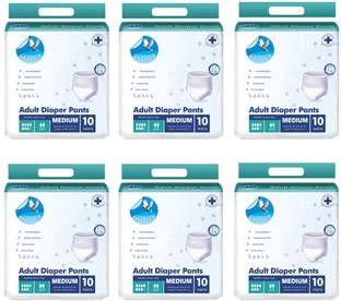 GLIDER Pull Ups MEDIUM - Pant Style (Count10) (29-41 inch, 75-105 cm) (Pack of 6) Adult Diapers - M