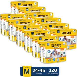 NOT OUT Overnight Protection with 3D Core, Odour Control & Up to 12-Hour Absorption Adult Diapers - M