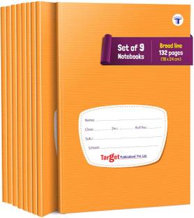 Target Publications Broad Line Notebooks | Writing Copy | 132 Pages | 18 x 24 cm | Pack of 9 Regular Notebook Ruled 132 Pages