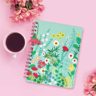 Doodle Floral Pop Wiro Bound Notebook with Bookmark Dangler and Two Sticker Sheets B5 Diary Ruled 160 Pages