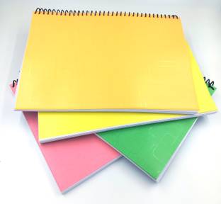 PerDay Spiral Notebook A4 Size Unruled White Plain Page Soft Cover Spiral Bound Color A4 Notebook Unruled 200 Pages