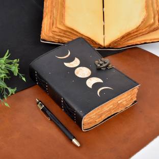 TASH Handicrafts MOON PHASES SPELL BOOK OF SHADOWS, WITCHCRAFT SUPPLIES, LEATHER Diary A5 Diary 200 200 Pages