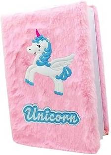 SMKNT Mini Unicorn fur diary for girls A6 Diary Single ruled 160 Pages
