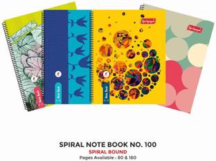 NEELGAGAN Spiral Note Book No. 100 Writing Note book Single Line P-5 (22.0 cm x 28.5 cm) Assorted Notebook Ruled 80 Pages