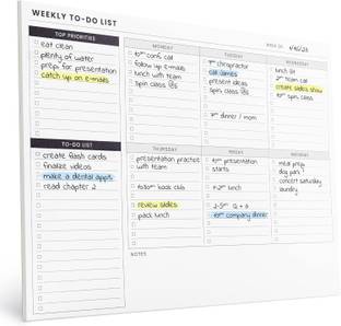 TTWONE Weekly To Do List Planner Pad,Desk Notepad with Multiple Sections A4 Note Pad Undated Tear Off Notepad Calendar,Habit Planning Tracker 60 Pages