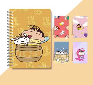 craft maniacs SHINCHAN DIARY & 4 MAGNETIC BOOKMARKS 2025 A5 Notebook RULED 160 Pages