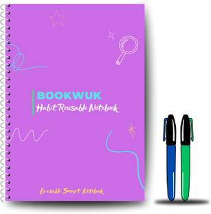 Bookwuk Habit Reusable/Rewritable Notebook (5.8" x 8.3") For school kids and students A5 Note Book Unlimited times Write-Erase 40 Pages