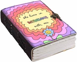 DI-KRAFT Printed Designer leather cover Diary with Lock For Office|Gift|SIZE 5*7 INCHES A5 Diary unruled 200 Pages