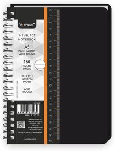 Pragya Office Pro Wire-O Subject Notebook | (14.5x21 CM) | A5 Notebook Single Line 160 Pages
