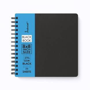 IMPRINT Spiral Bound Black Scrapbook (21 cm X 21 cm)/ 8.25 INCH X 8.25 INCH Size with 35 Black Sheets(Pack of 1 Book) A4 Address Book unruled 35 Pages