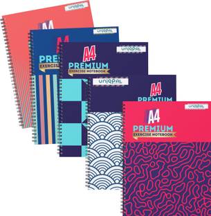 UNIQPAL Spiral-Bound Notebook, A4 Notebook Unruled, 1000 pages, each notebook 200 Pages