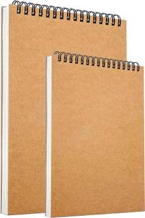 Mamowla (A5,A4 Size) Sketch Books Hard Back Cover, Spiral Bound Hardback Sketch Pad Regular Note Pad Blank 120 Pages