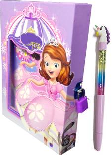 TECHNOCHITRA Cutie Angel Designer Lock Diary with Uneecorn Pen A5 Diary Single Rule 60 Pages